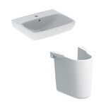 Umywalka Selnova Square B55 cm, H17.5 cm, T44 cm, z przelewem, z otworem na baterię Półpostument Selnova B27.5 cm, H32.5 cm, T28.5 cm